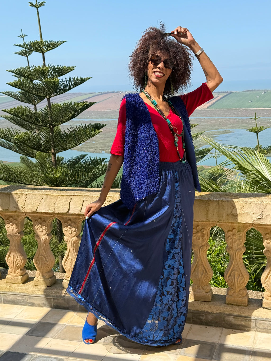 Ensemble  bleu jupe gilet