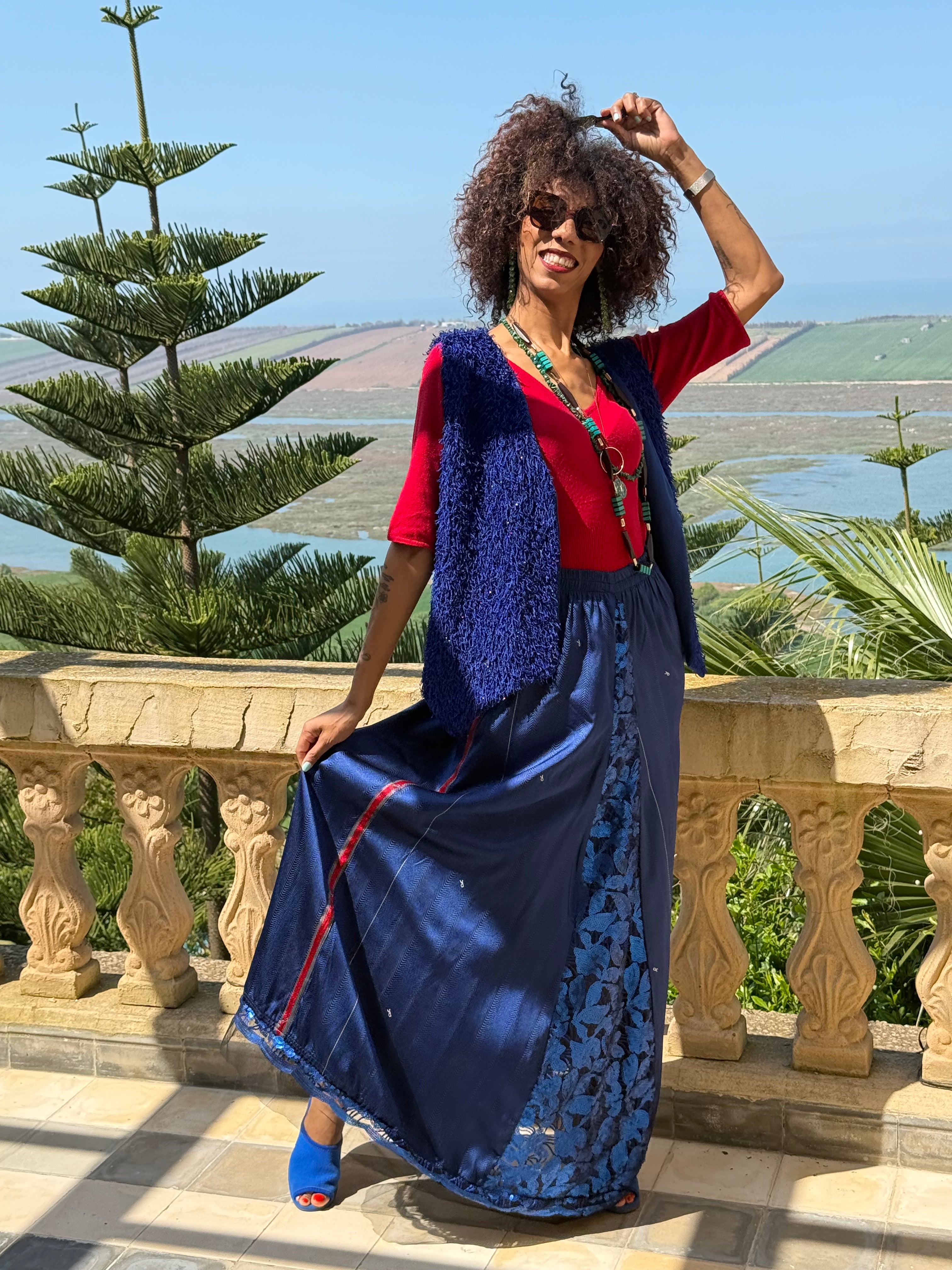 Ensemble  bleu jupe gilet