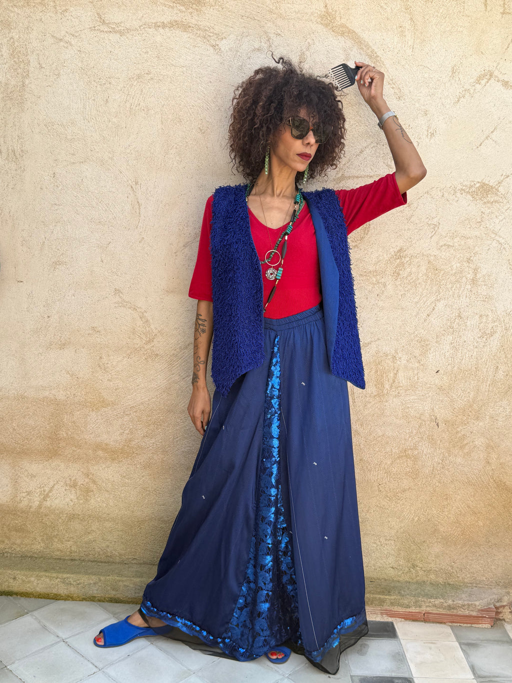 Ensemble  bleu jupe gilet