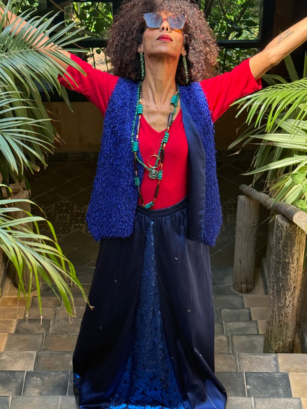 Ensemble  bleu jupe gilet