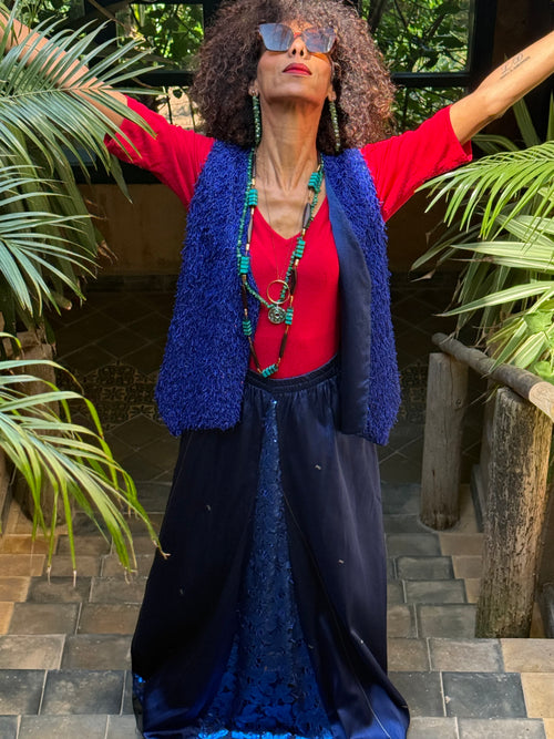 Ensemble  bleu jupe gilet
