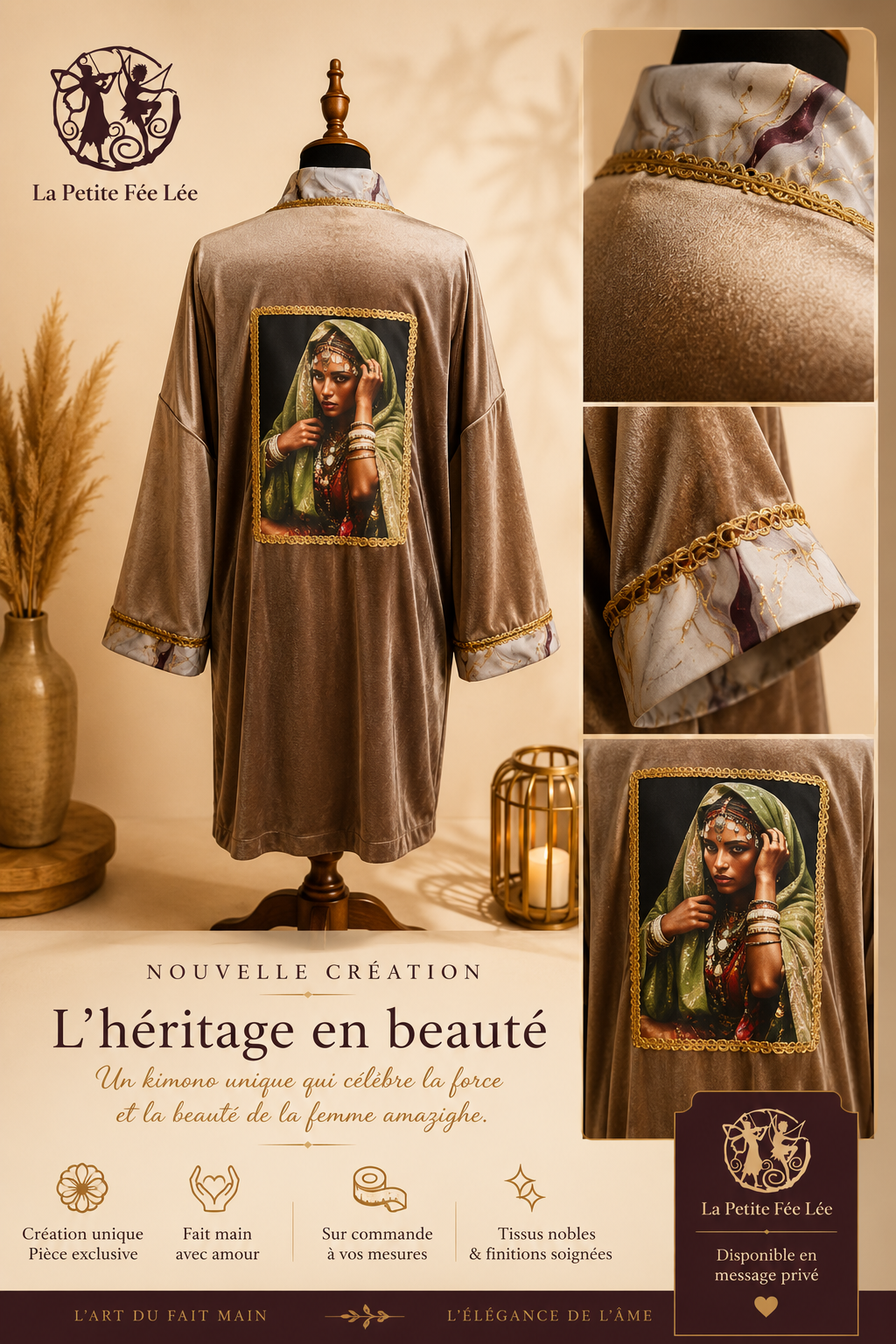Kimono barbare et pantalon droit cravate